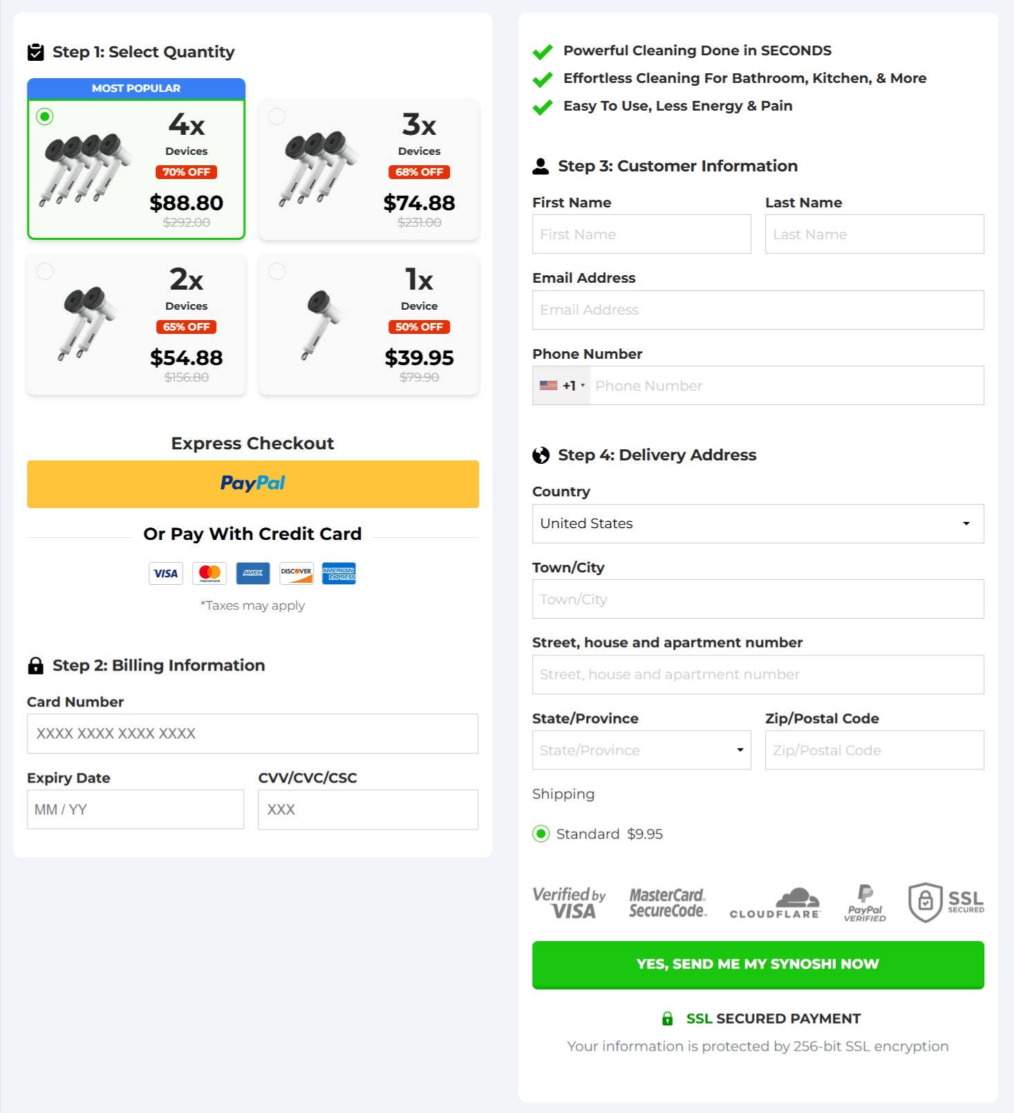 Synoshi Spin Scrubber checkout page